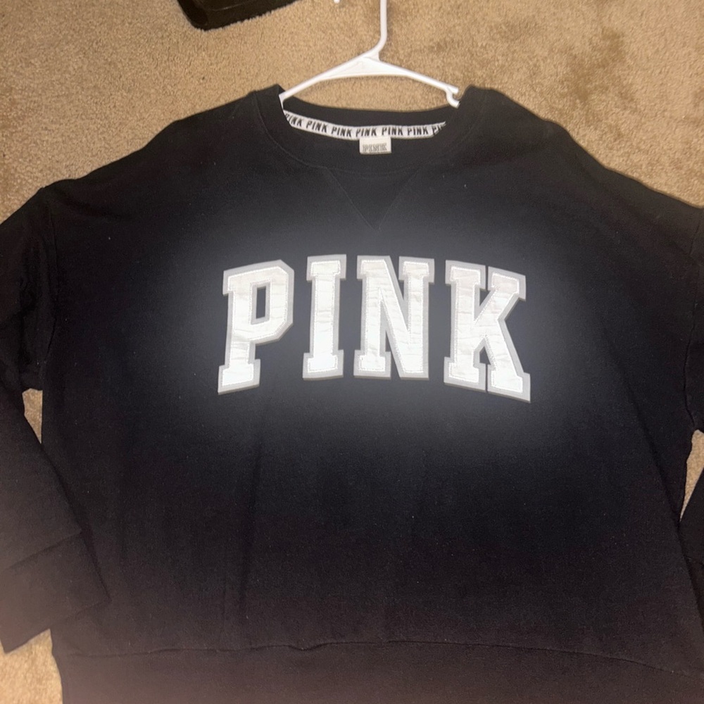 Black pink crewneck varsity